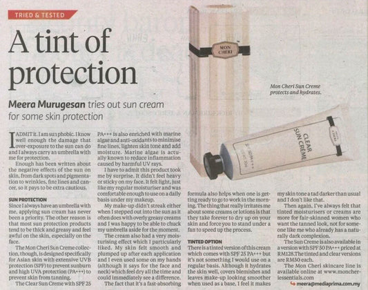 A tint of protection (New Straits Times) - 8 April 2015 - Mon Chéri Esssentials