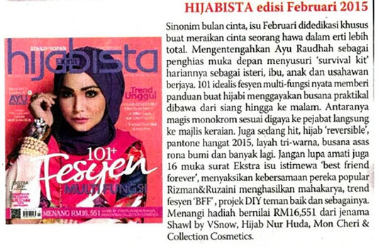 HIJABISTA edisi Februari 2015 (Sinar Harian) - 23 February 2015 - Mon Chéri Esssentials