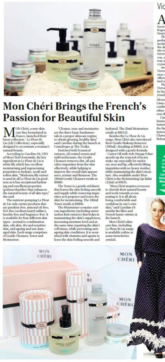 Mon Chéri Brings the French’s Passion for Beautiful Skin (New Sarawak Tribune, Style) - 19 November 2014 - Mon Chéri Esssentials