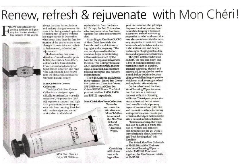 new, refresh & rejuvenate with Mon Chéri! (New Sarawak Tribune) - 4 March 2015